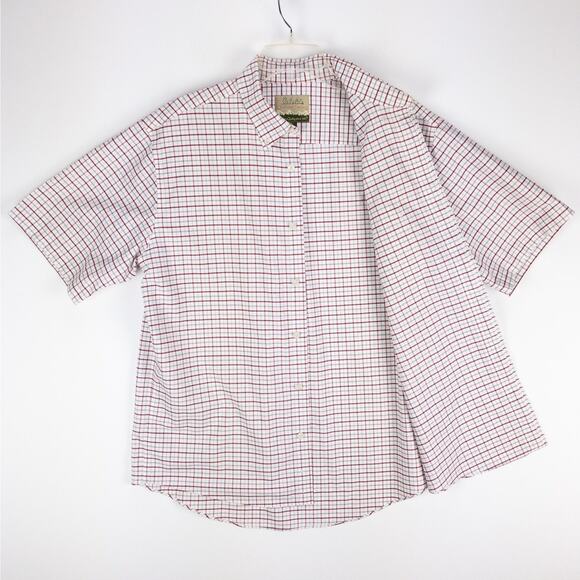 Cabela’s Men’s Large – Red Gray Tattersall Country Outdoor Short Sleeve Shirt - Picture 6 of 13